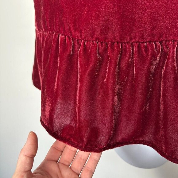 J Crew Peplum Top Velvet Red Drapey Tank Size 14 - Picture 2 of 10